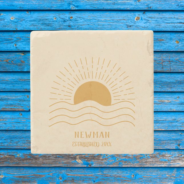 Retro Sommer Strand Boho Sonne Steinuntersetzer (Von Creator hochgeladen)