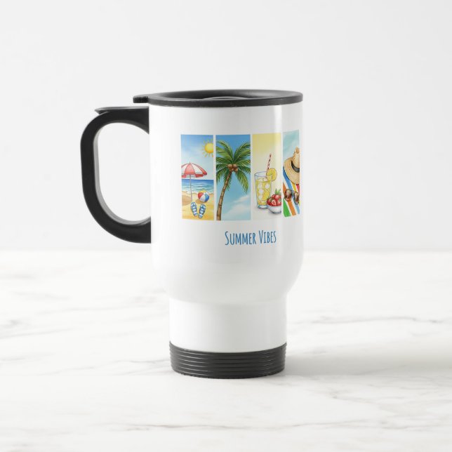 Retro-Sommer-Strand-Vibes-Sublimationsbecher – Vin Reisebecher (Links)