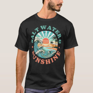 Retro-Sommer-Strand-Vibessalzwasser T-Shirt