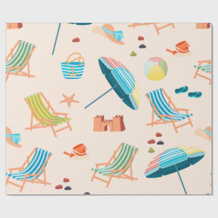 Retro-Sommer-Strandtag-Geschenkpapier - Sandburg Geschenkpapier