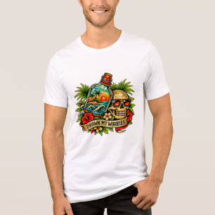 Retro Sommer Totenkopf Flaschenpost Strand Tri-Blend Shirt