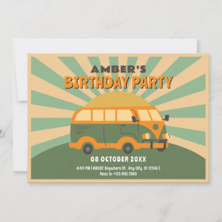 Retro Sommer van Geburtstag Einladung