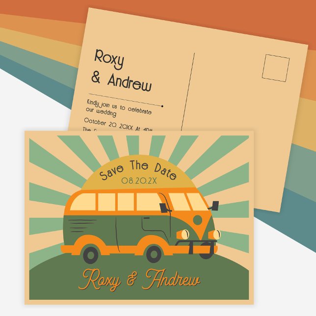 Retro Sommer van Hochzeit Postkarte (Von Creator hochgeladen)