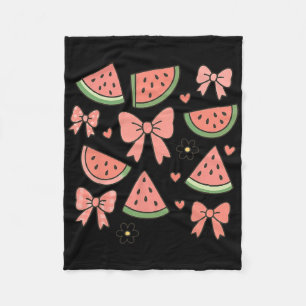 Retro-Sommer-Vibes Coquette-Schleife Wassermelone Fleecedecke