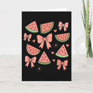 Retro-Sommer-Vibes Coquette-Schleife Wassermelone  Karte
