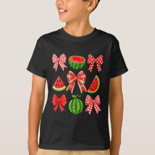 Retro-Sommer-Vibes Coquette-Schleife Wassermelone T-Shirt