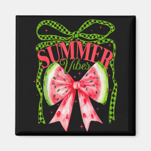 Retro-Sommer-Vibes Wassermelone Coquette-Schleife Magnet
