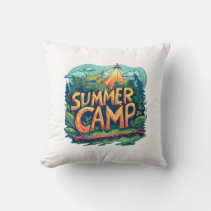 Retro-Sommercamp-Grafik-T-Shirt Kissen