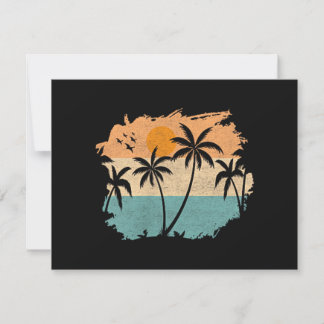 Retro-Sommerferien-Sonnenuntergang-Strand-Palmen-B