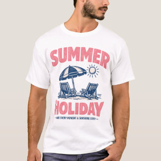 Retro-Sommerferien-Strandstühle-Skizze T-Shirt
