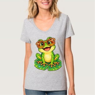 Retro-Sommerfrosch mit Sonnenbrille PNG Süße Tro T-Shirt