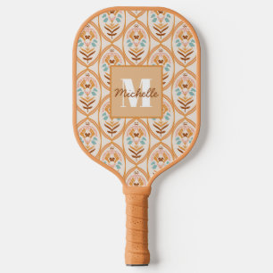 Retro-Sommergarten Monogramm Pickleball Schläger
