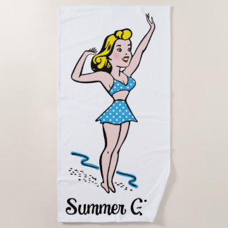 Retro-Sommergirl Strandtuch