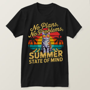 Retro-Sommerkatze-Sonnenuntergang-T-Shirt - Keine T-Shirt