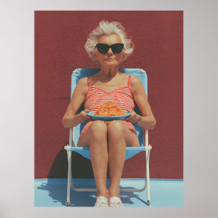 Retro-Sommerstimmung – Porträt einer stilvollen äl Poster