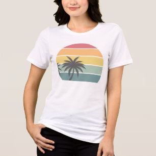 Retro-Sommerstimmung Sonnenuntergang mit Palmen De Tri-Blend Shirt