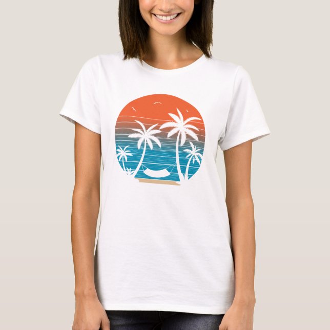 Retro sommerzeitvibes tropische Palmen T-Shirt (Vorderseite)