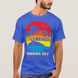 Retro-Sonne eines Strandpanamas T-Shirt