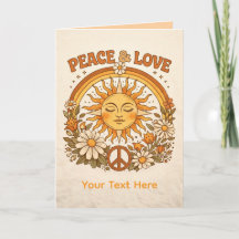 Retro-Sonne-Frieden-und-Liebe-Kunstkarte