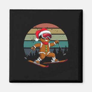 Retro-Sonne-Gingerbread-Mann-Ski-Santa-Hut-Xmas-Sk Magnet
