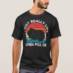 Retro-Sonne Ich mag Meerschweinchen einfach wirkli T-Shirt