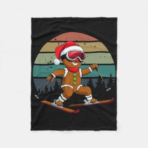 Retro-Sonne-Lebkuchenmann-Ski-Santa-Hut-Weihnachte Fleecedecke