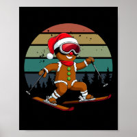 Retro-Sonne-Lebkuchenmann-Ski-Santa-Hut-Weihnachte