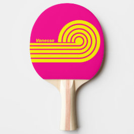 Retro-Sonnen-Curl-Streifen mit Namen Tischtennis Schläger