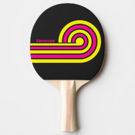 Retro-Sonnen-Glow-Curl-Streifen mit Namen Tischtennis Schläger