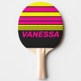 Retro-Sonnen-Glow-Horizont-Streifen mit Namen Tischtennis Schläger