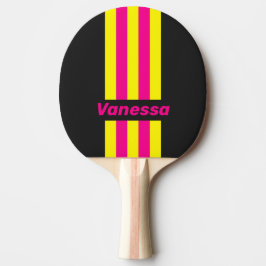 Retro Sonnen-Glow Pin-Streifen mit Namen Tischtennis Schläger