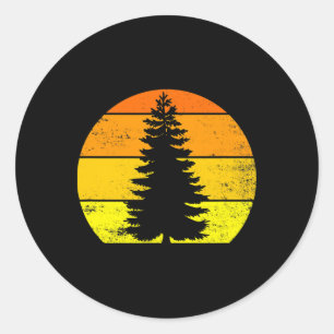 Retro-Sonnen-Kiefer-Baum-Outdoor-Wandern-Camping-K Runder Aufkleber