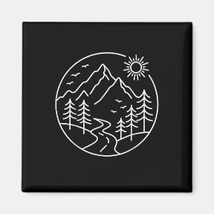 Retro Sonnenaufgang Berg Natur Wandern Camping Out Magnet