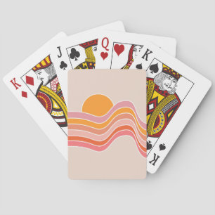 Retro-Sonnenaufgangsillustration Spielkarten