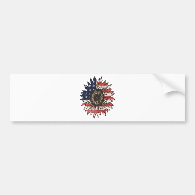 Retro-Sonnenblume 4. Juli USA Autoaufkleber (Vorne)
