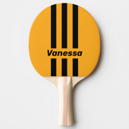 Retro Sonnenblume Brumm Drei Pin Streifen mit Name Tischtennis Schläger