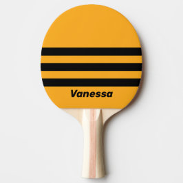 Retro Sonnenblume Brumm Drei Querstreifen mit Name Tischtennis Schläger