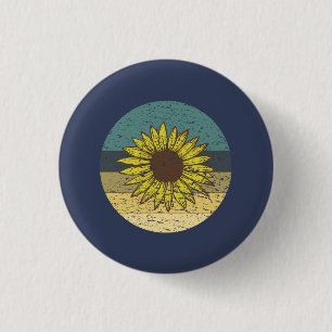 Retro-Sonnenblume Button