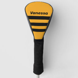 Retro-Sonnenblume-Buzz-Drei-Querstreifen mit Namen Golf Headcover