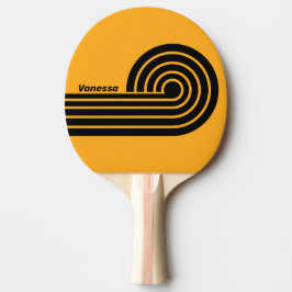 Retro-Sonnenblume Buzz Dual Lockenstreifen mit Nam Tischtennis Schläger