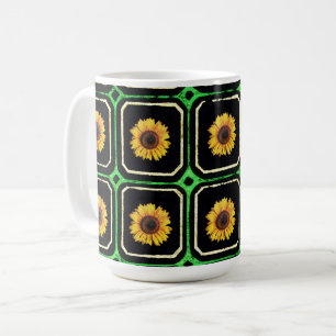Retro-Sonnenblumen-Blumen-Vintage-Tasse Kaffeetasse