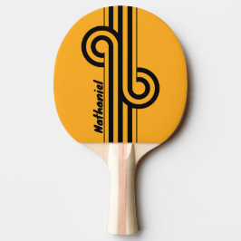 Retro-Sonnenblumen-Buzz-Doppelstreifen-Schleife mi Tischtennis Schläger