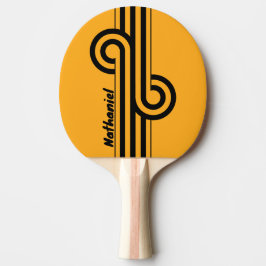 Retro-Sonnenblumen-Buzz-Doppelstreifen-Schleife mi Tischtennis Schläger