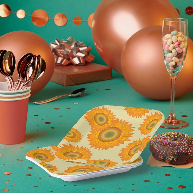 Retro Sonnenblumen Pappteller (Von Creator hochgeladen)