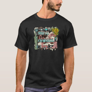 Retro-Sonnenblumen-Stiefel Bling Cowgirl-Ding West T-Shirt