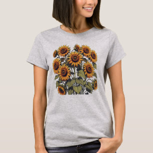 Retro-Sonnenblumen T-Shirt