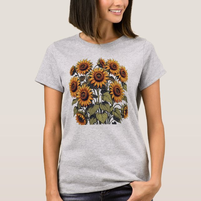 Retro-Sonnenblumen T-Shirt (Vorderseite)