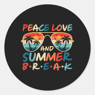 Retro-Sonnenbrille Frieden Liebe und Sommerferien Runder Aufkleber
