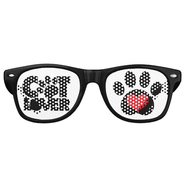 Retro-Sonnenbrille mit Cat Lover-Logo Partybrille (Vorderseite)