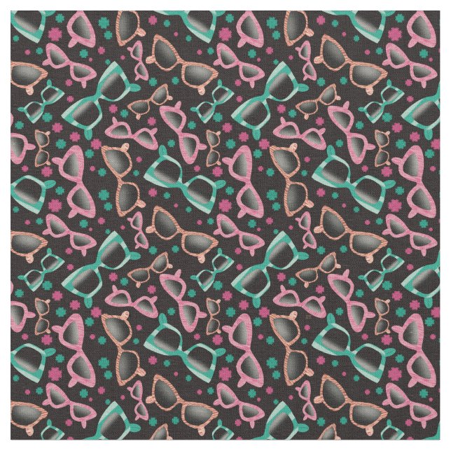 Retro-Sonnenbrille Schwarzes Muster Stoff (Nahaufnahme)